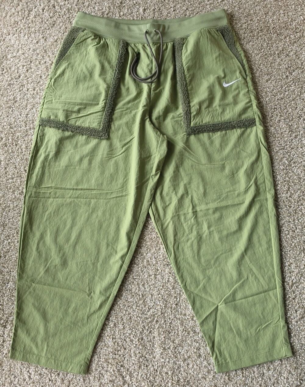 Nike Sportswear Nylon Pants, Essential Woven - Women’s XL - High Rise, Green